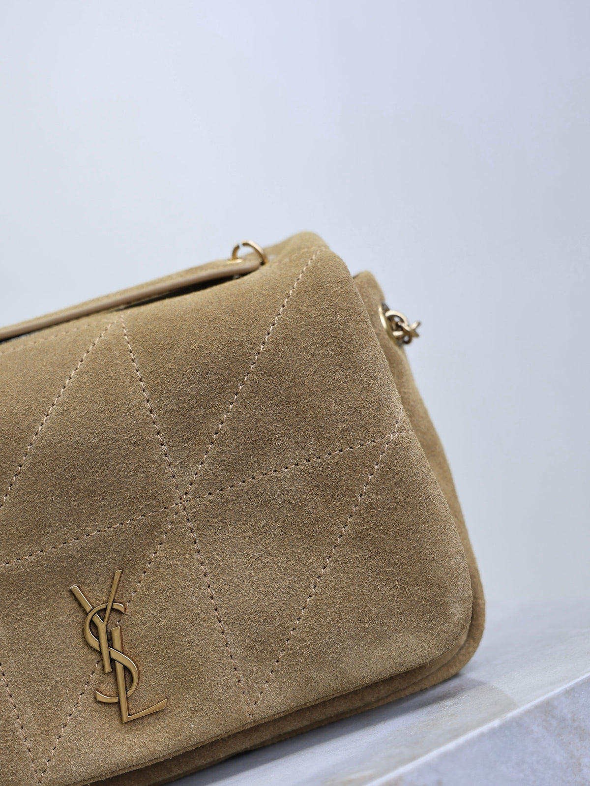 YSL 25S JAMIE 4.3 MINI 20 IN CARAMEL COGNAC SUEDE GOLD HARDWARE