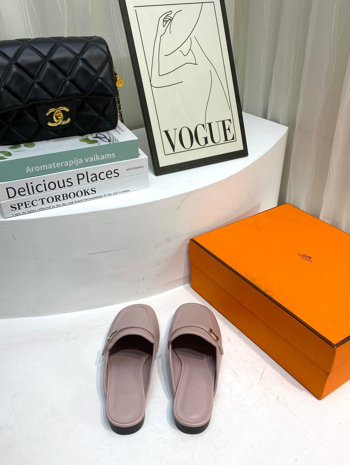 HERMES IENA MULE CREPE CALFSKIN