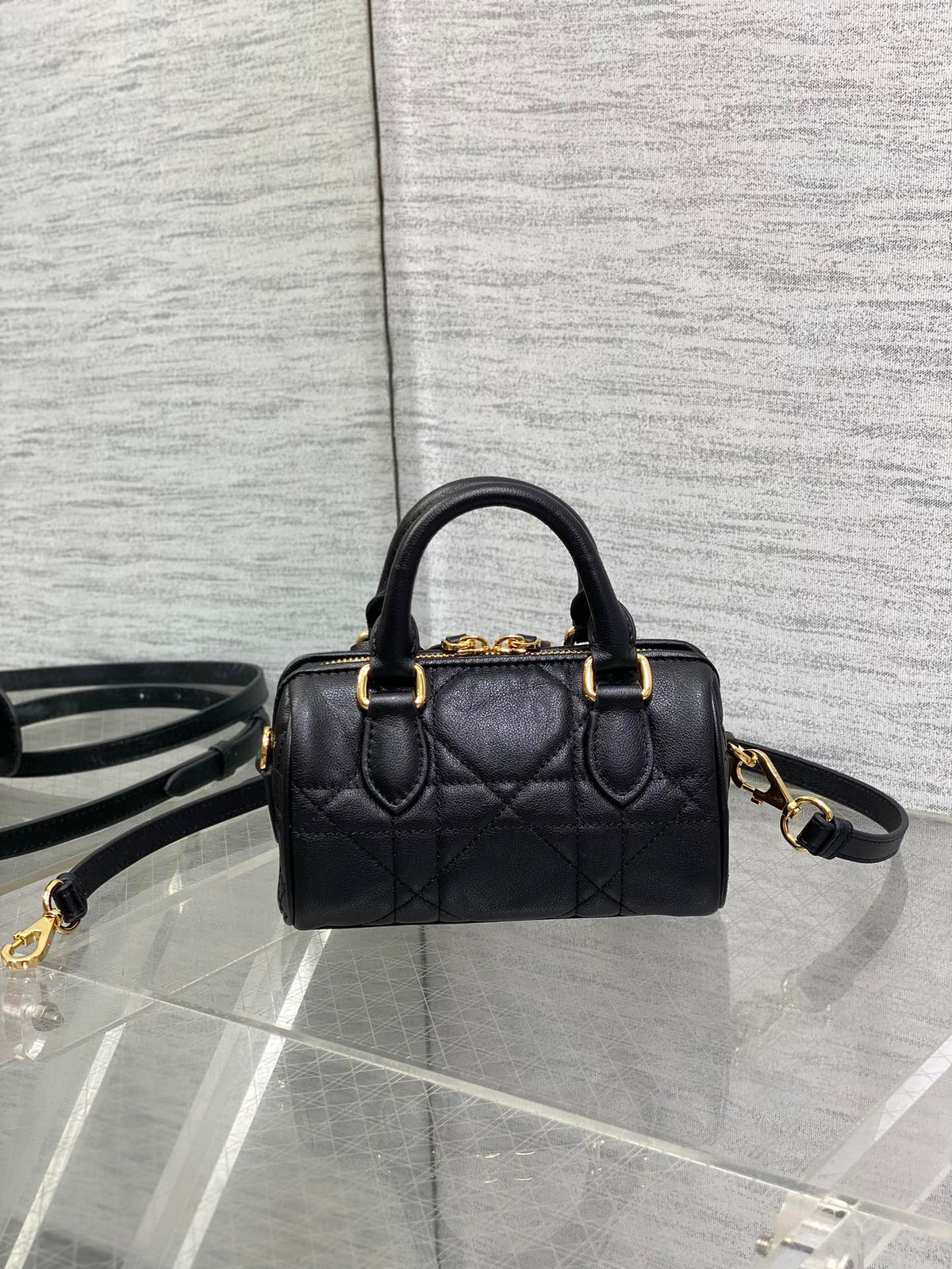 DIOR GROOVE MINI 17 BAG IN BLACK LAMBSKIN