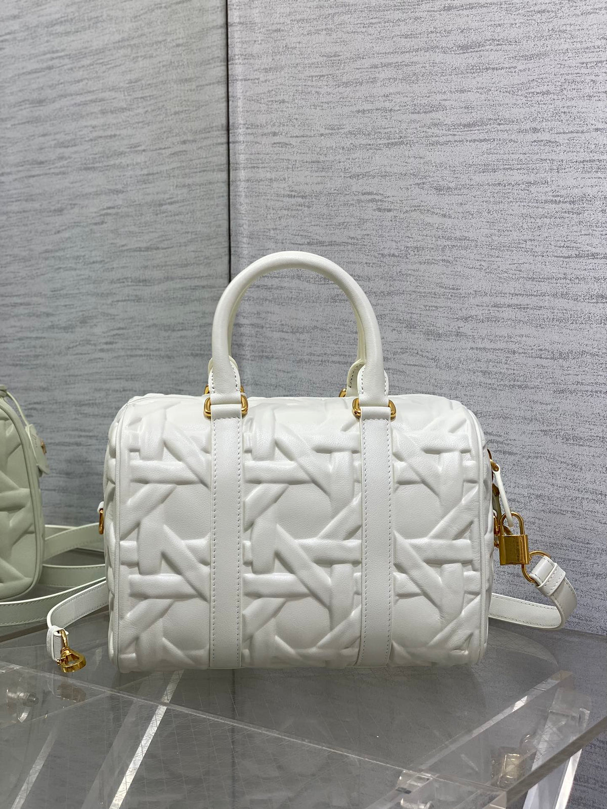 DIOR GROOVE 25 BAG IN WHITE MACROCANNAGE CALFSKIN WITH GOLD HARDWARE