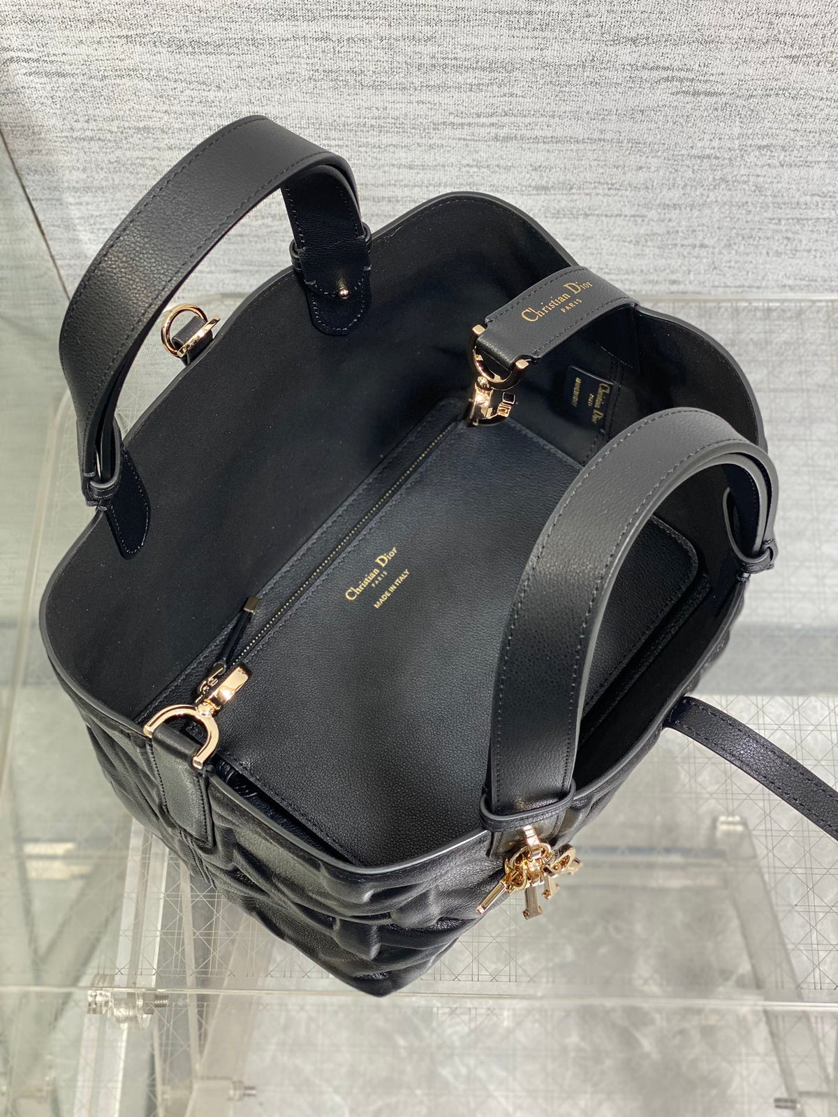DIOR ALWAYS MINI 23 BAG IN BLACK MACROCANNAGE CALFSKIN