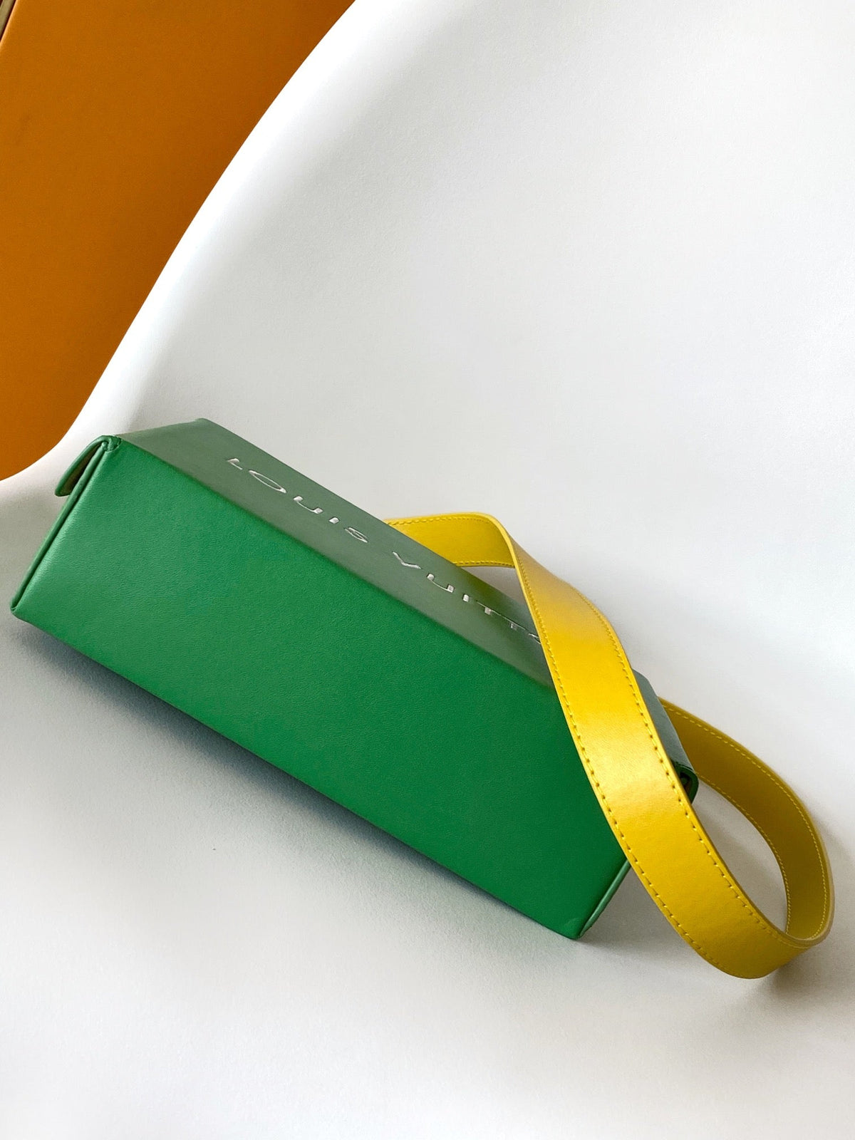 LOUIS VUITTON SHOPPER BAG 23 IN GREEN YELLOW CALFSKIN EMBROIDERED LOGO