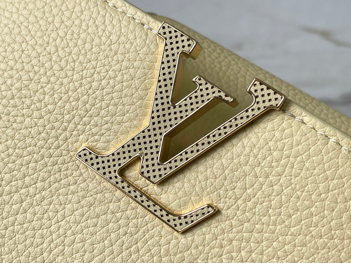 LOUIS VUITTON CAPUCINES EAST-WEST MINI 22 IN BANANA YELLOW TAURILLON GOLD HARDWARE