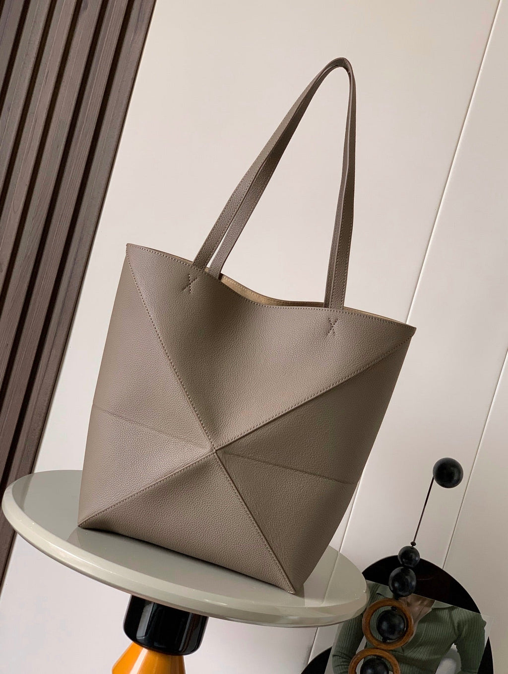 LOEWE 25S PUZZLE FOLD BAG 31 IN TAUPE NAPPA COWHIDE LEATHER