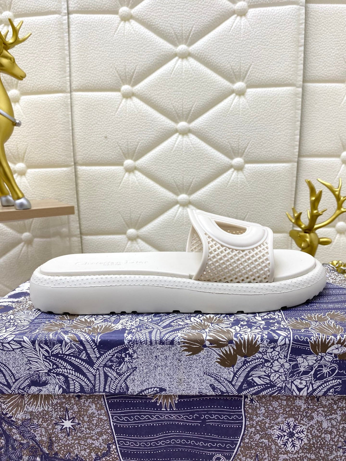 DIOR FLAT SLIDES 25S IN WHITE TPU