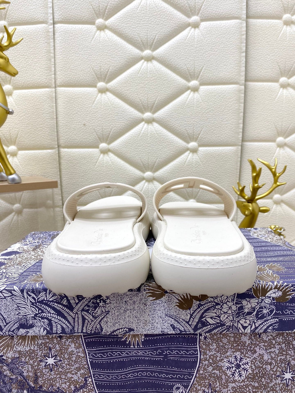 DIOR FLAT SLIDES 25S IN WHITE TPU