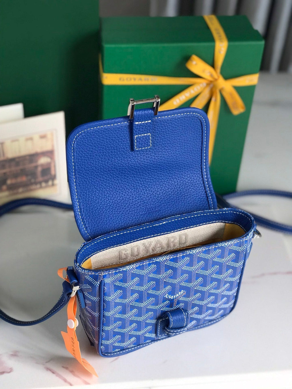 GRAND BLEU 16 IN SAPPHIRE BLUE GOYARDINE CANVAS AND LAMBSKIN