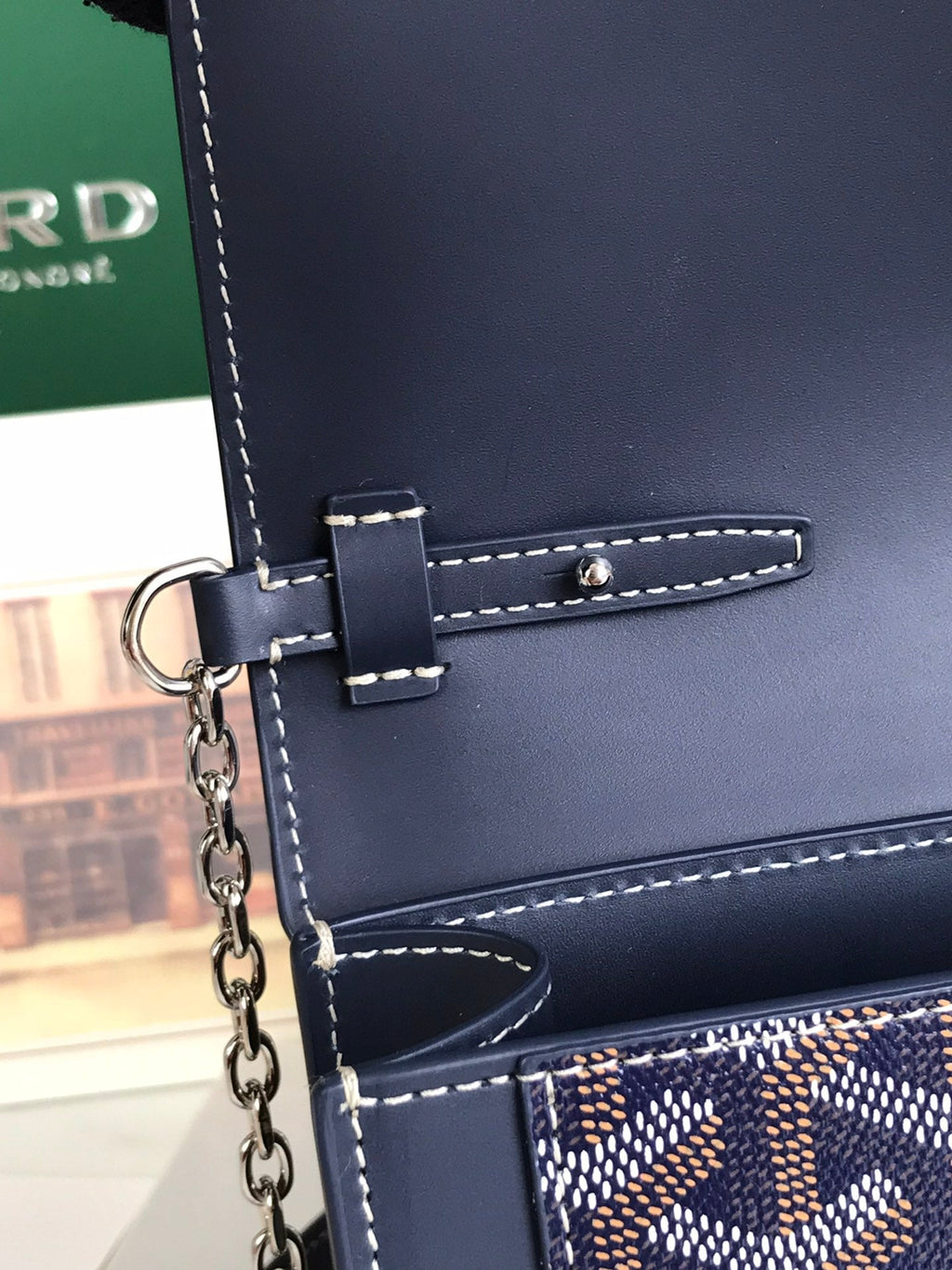 DUCHESSE MARIE-CAROLINE BAG 25 IN NAVY BLUE GOYARDINE CANVAS AND SMOOTH CALFSKIN
