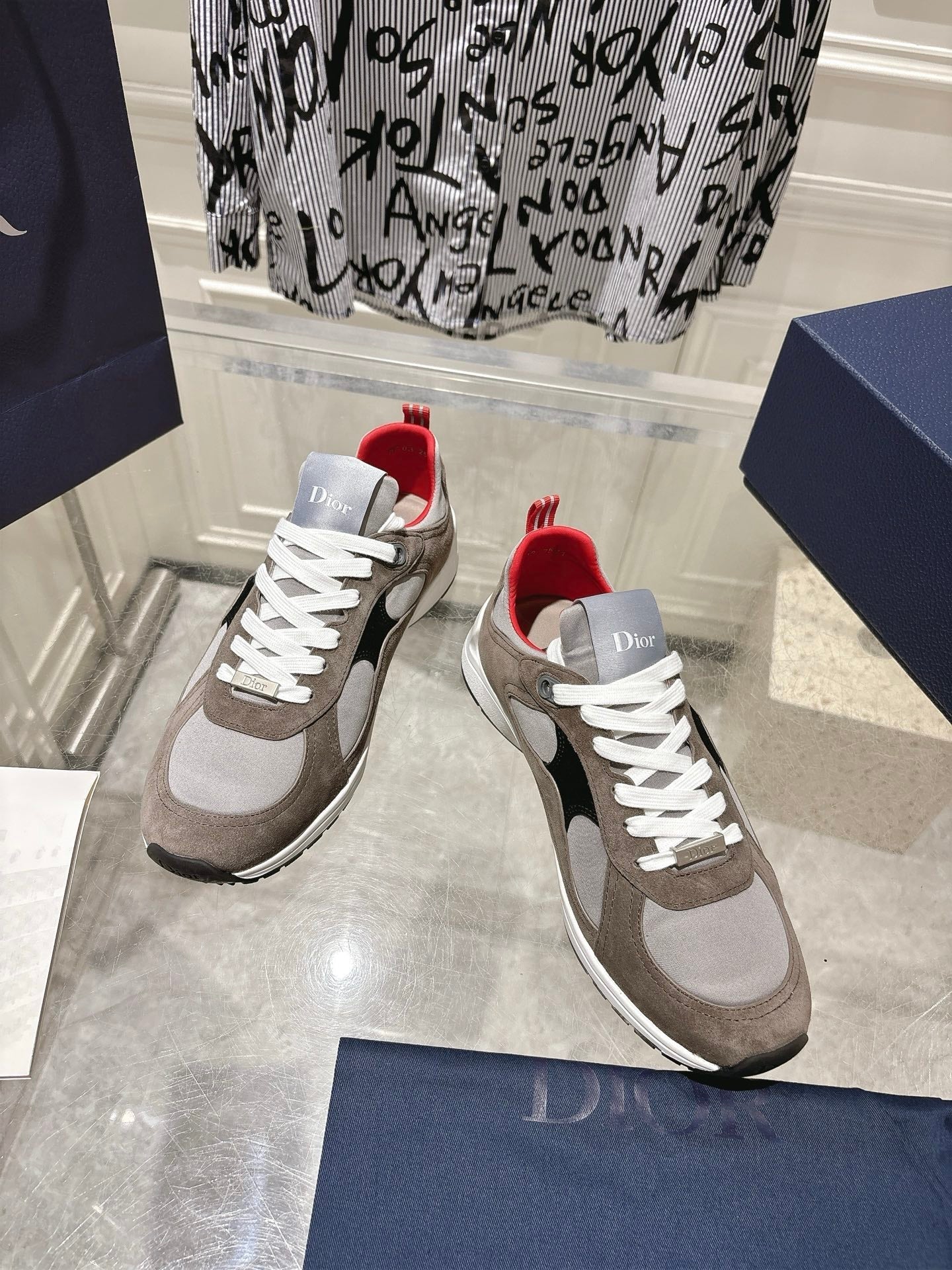 DIOR 25S MILE SERIES SNEAKERS 25MM IN BROWN SUEDE