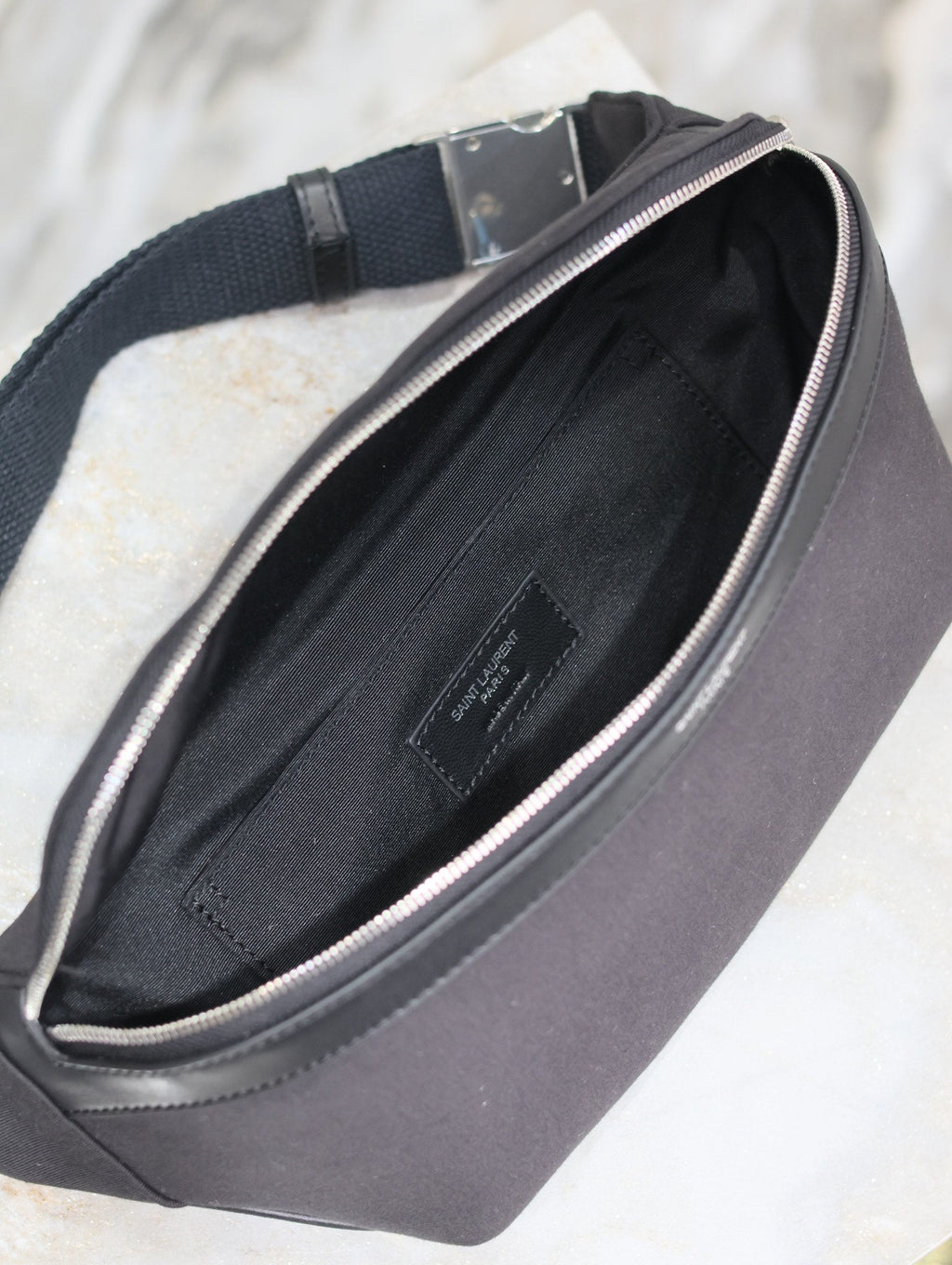 YSL 25S CLASSIC CROSSBODY BAG 26 IN BLACK CANVAS SILVER HARDWRE