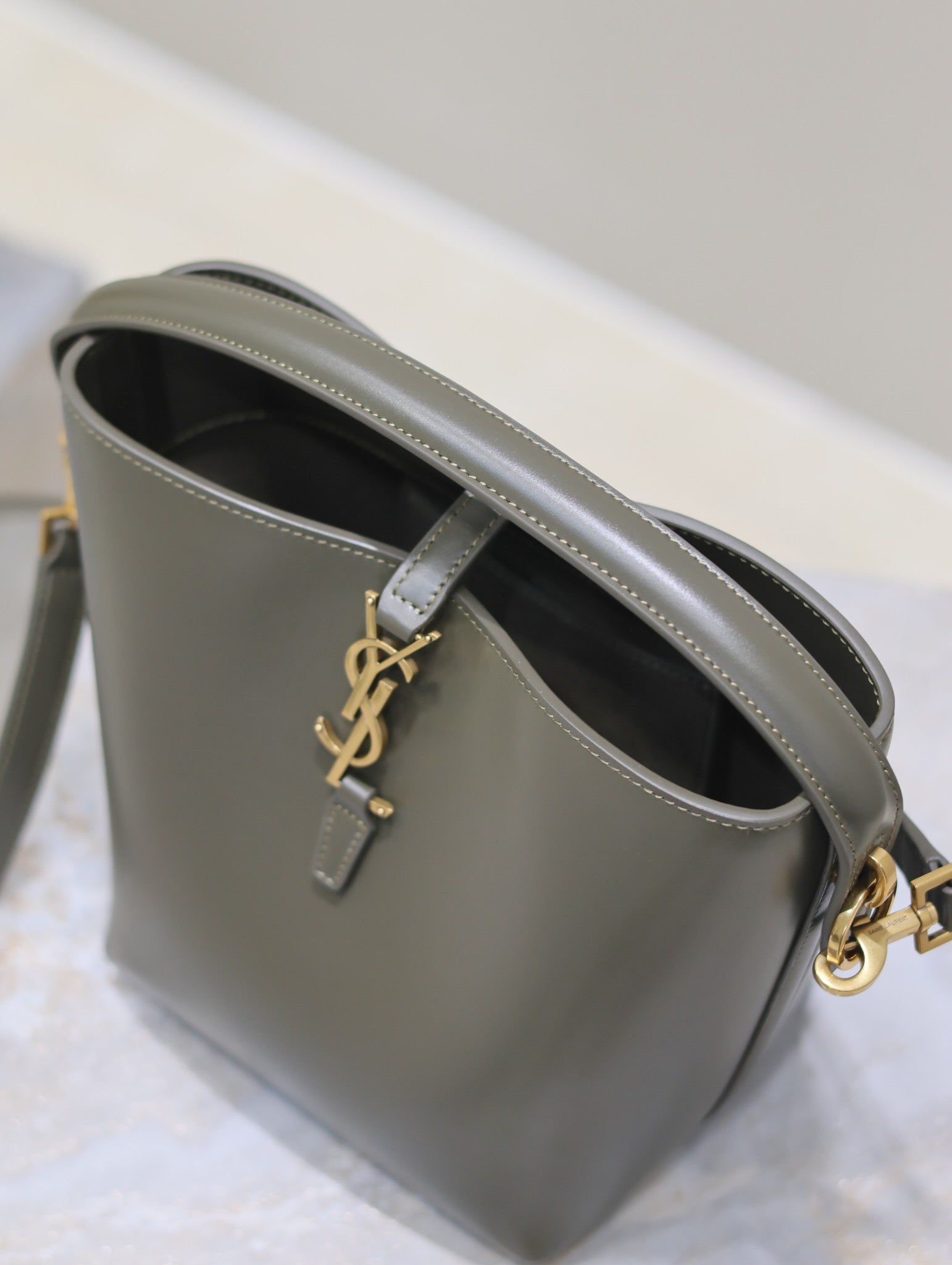 YSL 25S LE 37 MINI 20 IN DARK OLIVE CALFSKIN GOLD HARDWRE