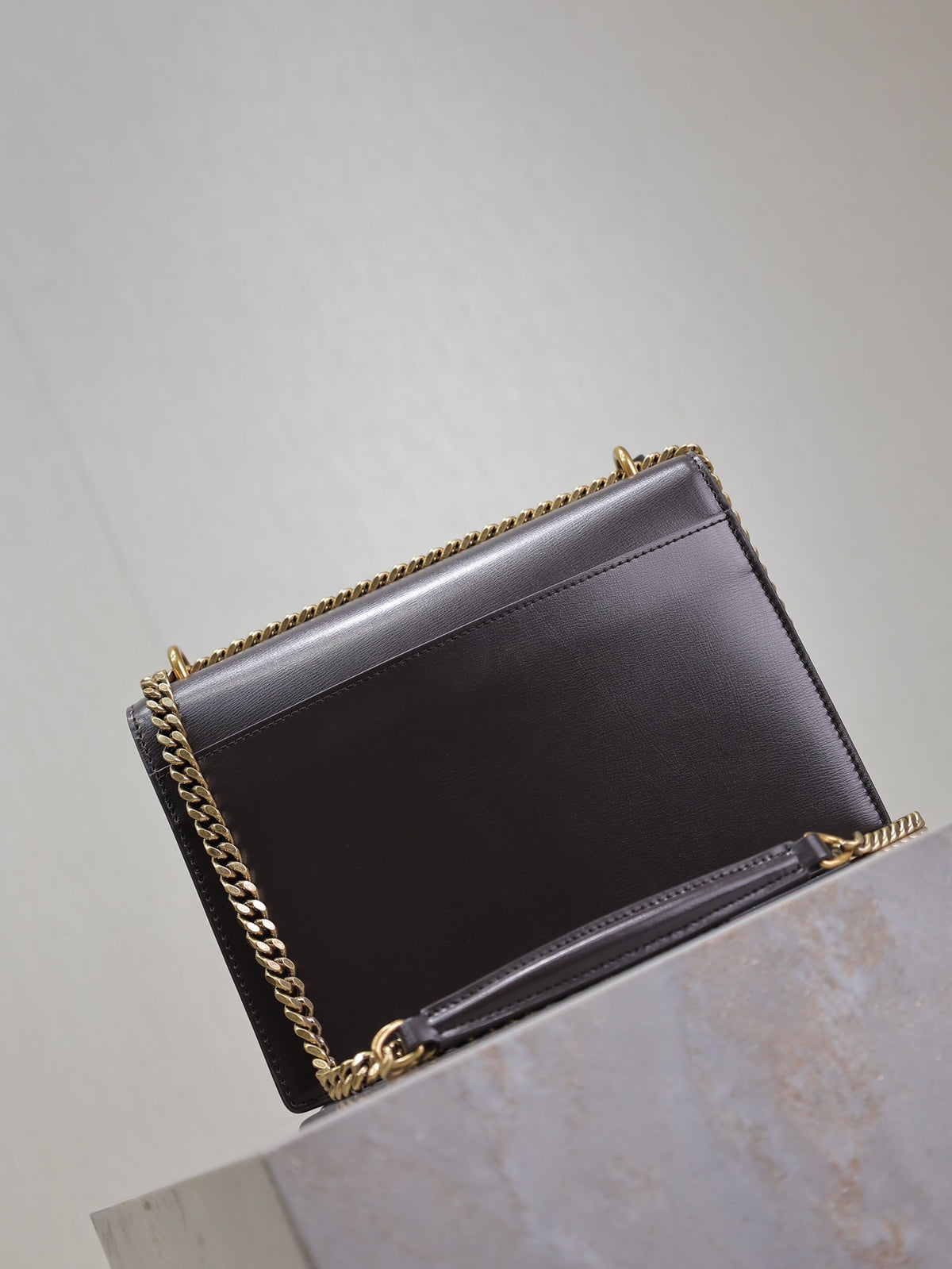 YSL 25S SUNSET BAG 22 IN DARK PURPLE CALFSKIN GOLD HARDWARE