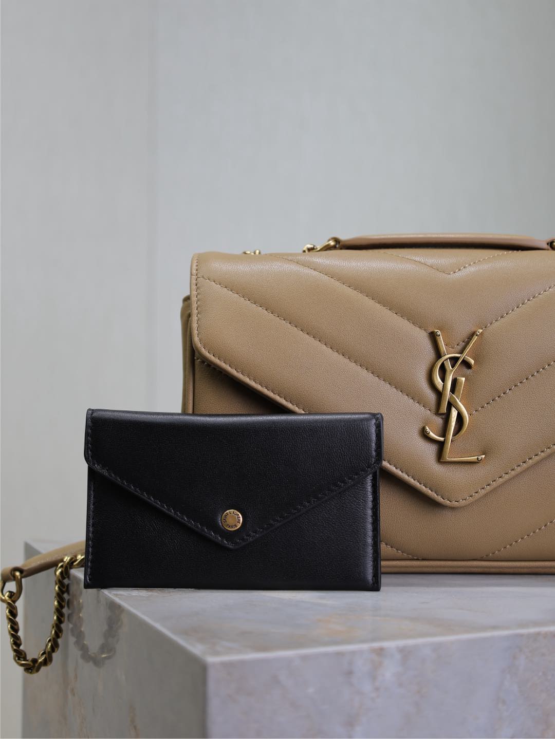 LOULOU SMALL 24 IN MILK TEA SHEEPSKIN GOLD HARDWARE