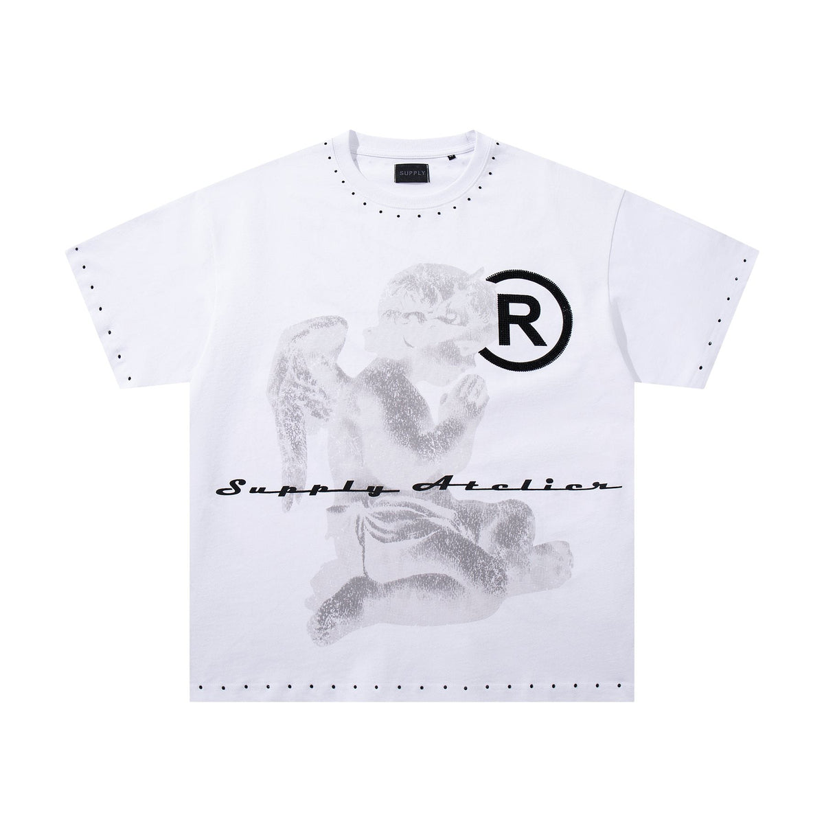SUPPLY TEE Stud-Trim Flame Graphic T-Shirt — front